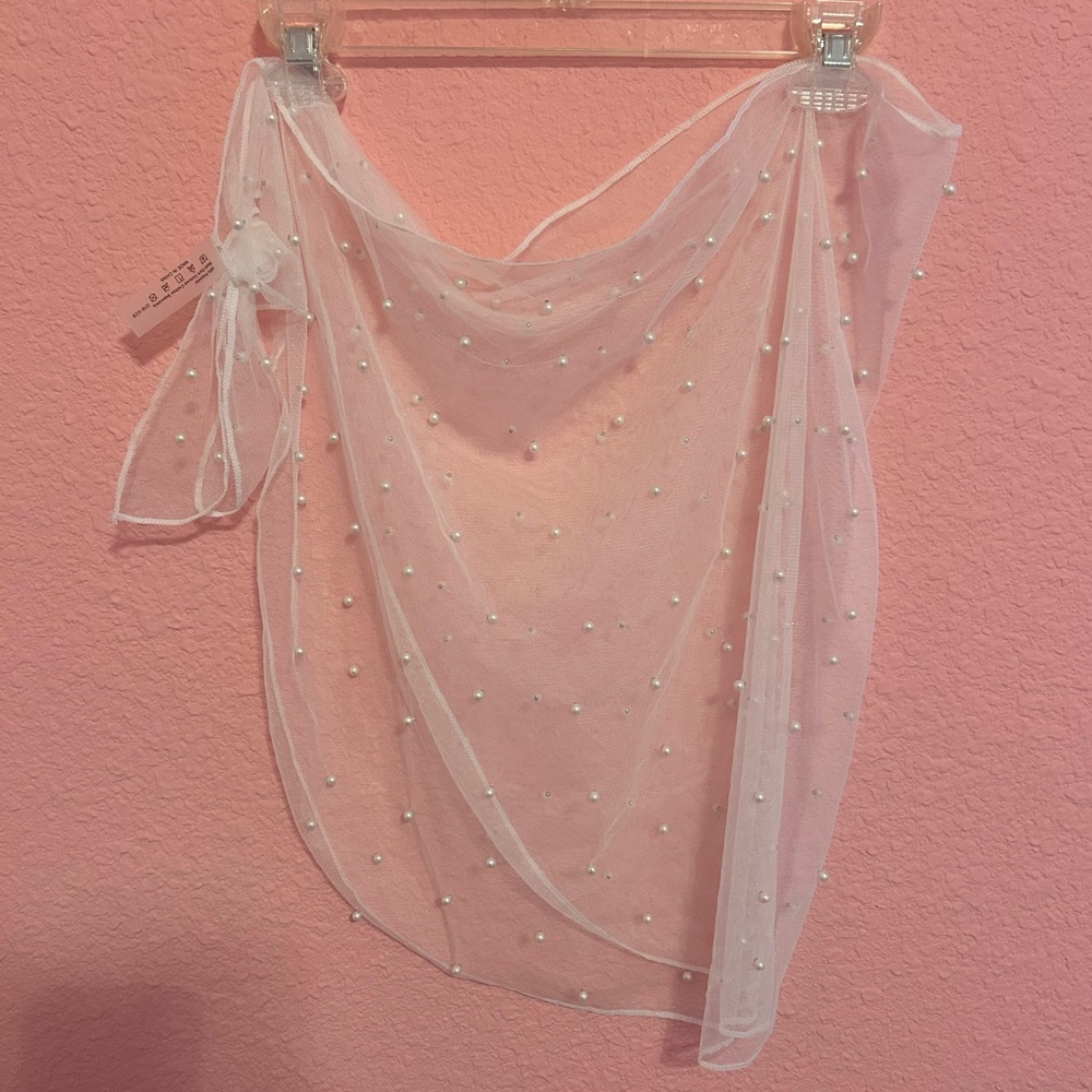 SHEIN White Pearl-Embellished Swim Coverup